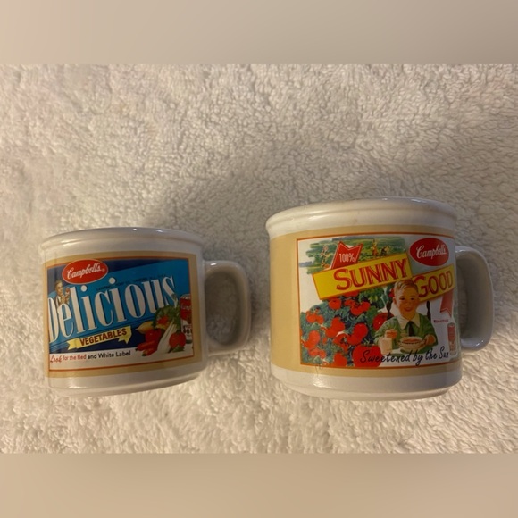 2Campbells mugs 1999 soup 🌺Houston Harvest no cracks Hg61 - Picture 1 of 5